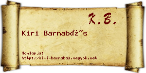 Kiri Barnabás névjegykártya
